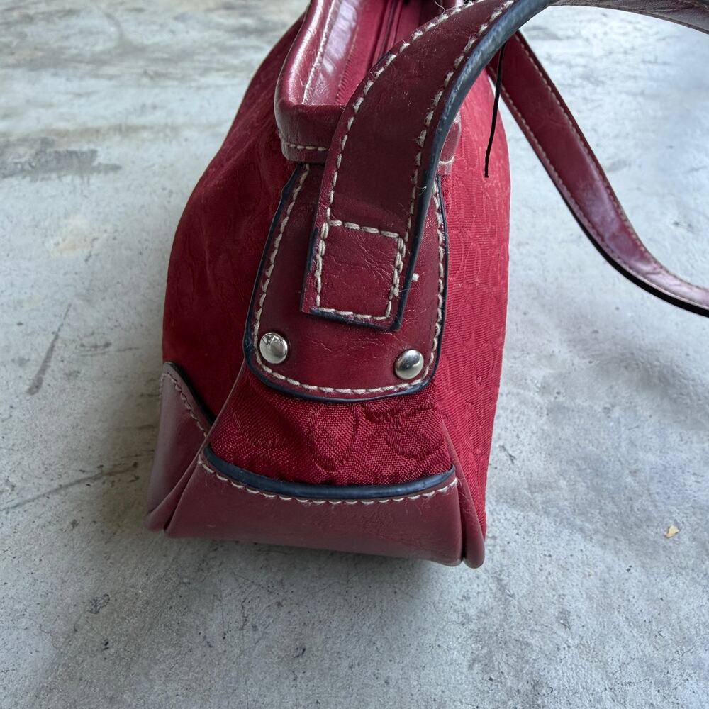 Vintage Y2K Red Monogram Mini Shoulder Bag Baguette Purse - Picture 7 of 8